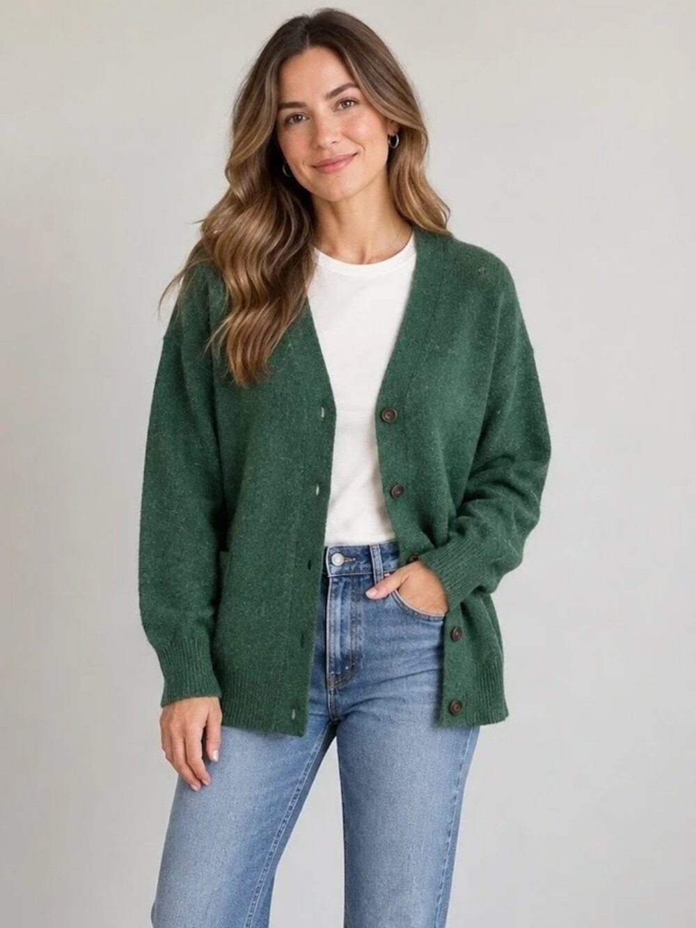 Madewell V-Neck Cardigan in Merino Wool Blend, Size S